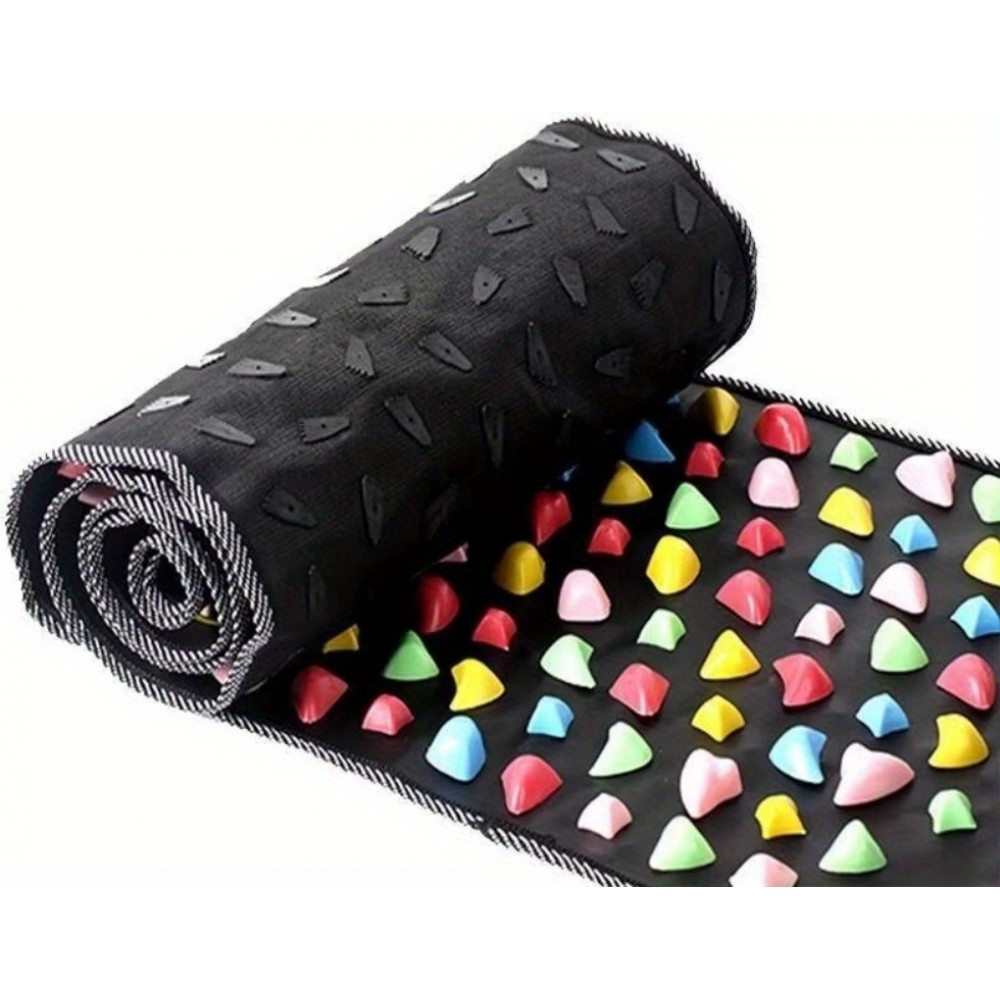 Faltbare Fu&szlig;massage-Matte f&uuml;r Akupunktur Reflexologie Durchblutung (120 x 35 cm) - Schwarz