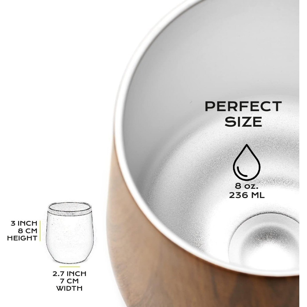 Yerba Mate Tasse Kit 250 ml mit Bombilla, Deckel, Strohhalm & Reinigungsbürste - Holz