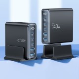 Tech-Protect DC140W-GAN Mehrport-Ladestation mit 5 Anschlüssen 3x PD USB-C und 2x QC 3.0 USB-A - Schwarz
