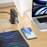 Tech-Protect DC140W-GAN Mehrport-Ladestation mit 5 Anschlüssen 3x PD USB-C und 2x QC 3.0 USB-A - Schwarz