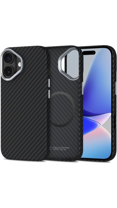 iPhone 17 Case H&uuml;lle - Tech-Protect Ion Carbon MagSafe kompatibel, leicht und langlebig - Silber