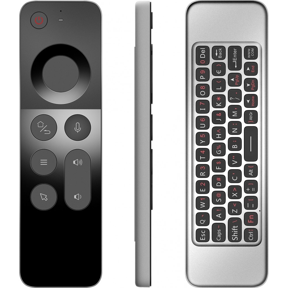 W3 Air Mouse Bluetooth 2.4G ultrad&uuml;nne Fernbedienung mit Gyroskop und Mini-Tastatur f&uuml;r Android TV Box/PC/Mac/Linux - Schwarz