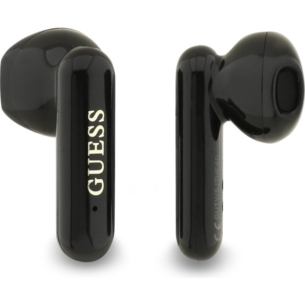 TWS Guess 4G Bluetooth Kopfh&ouml;rer mit Metall-Logo Schnellladung 16h Akkulaufzeit und Sprachassistent - Schwarz