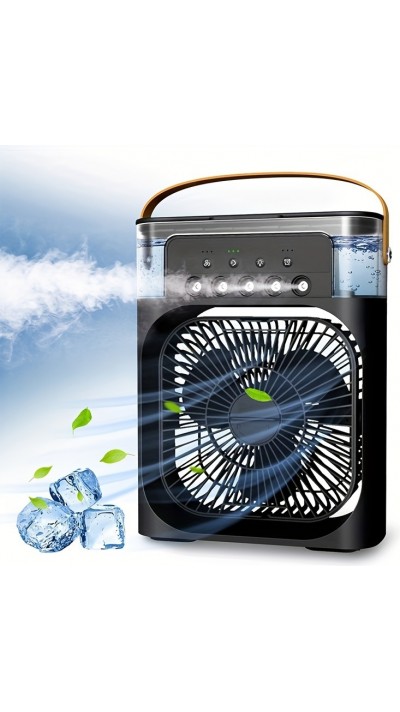 USB Ventilator mit Nebelfunktion, multifunktional, 6 einstellbare Sprühmodi und Aromadiffusor - Schwarz