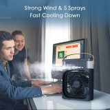 USB Ventilator mit Nebelfunktion, multifunktional, 6 einstellbare Sprühmodi und Aromadiffusor - Schwarz