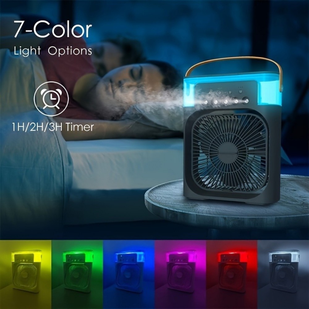 USB Ventilator mit Nebelfunktion, multifunktional, 6 einstellbare Sprühmodi und Aromadiffusor - Schwarz