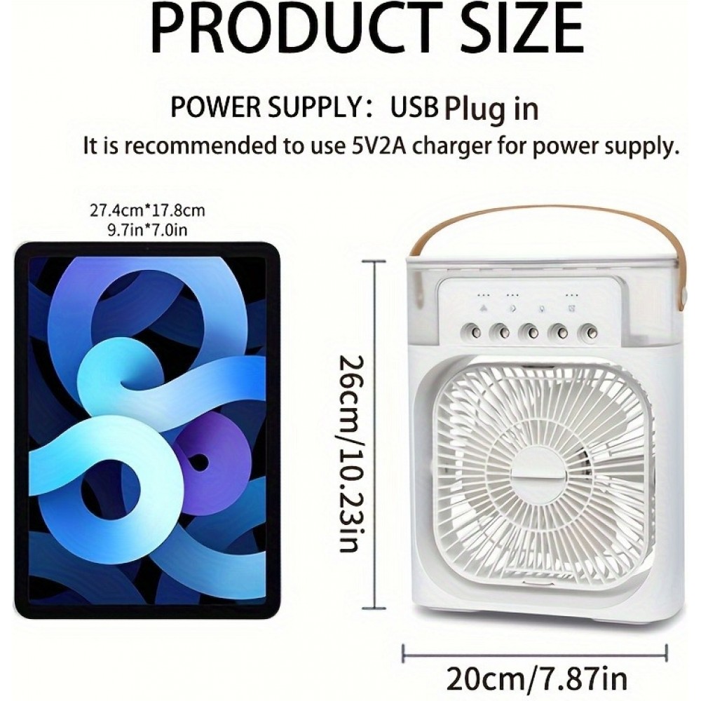 USB Ventilator mit Nebelfunktion, multifunktional, 6 einstellbare Sprühmodi und Aromadiffusor - Schwarz