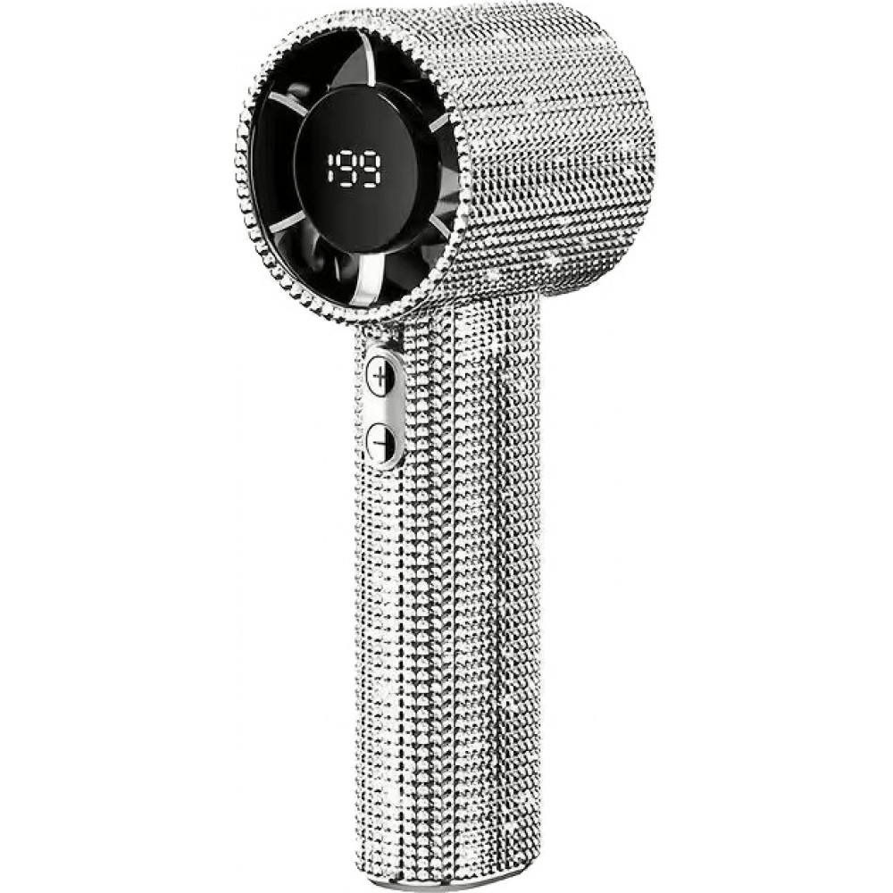 Strass-Pailletten Turbofan Tragbarer Ventilator (USB-C, 3 Geschwindigkeiten) - Silber
