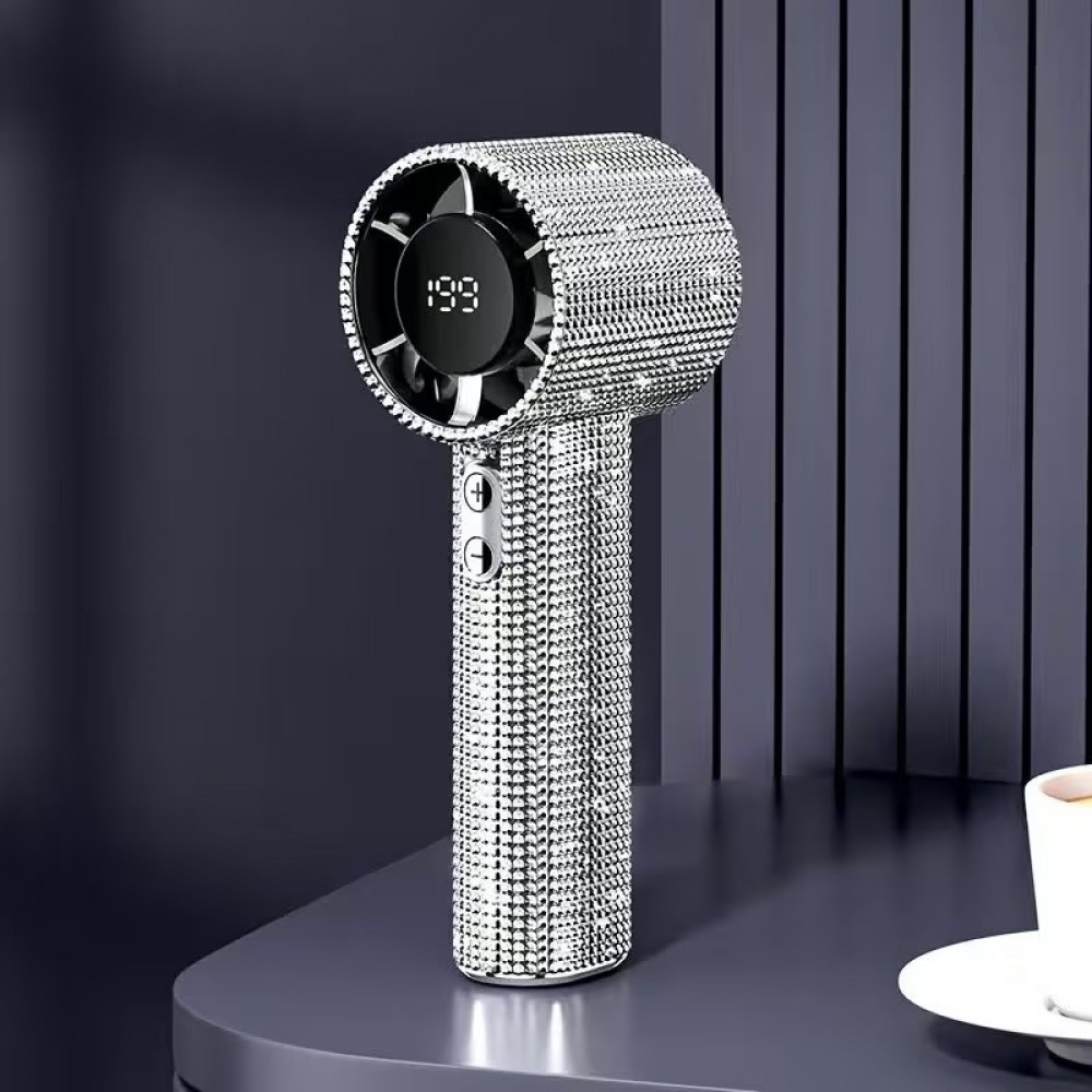 Strass-Pailletten Turbofan Tragbarer Ventilator (USB-C, 3 Geschwindigkeiten) - Silber