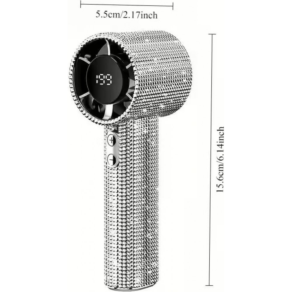 Strass-Pailletten Turbofan Tragbarer Ventilator (USB-C, 3 Geschwindigkeiten) - Silber
