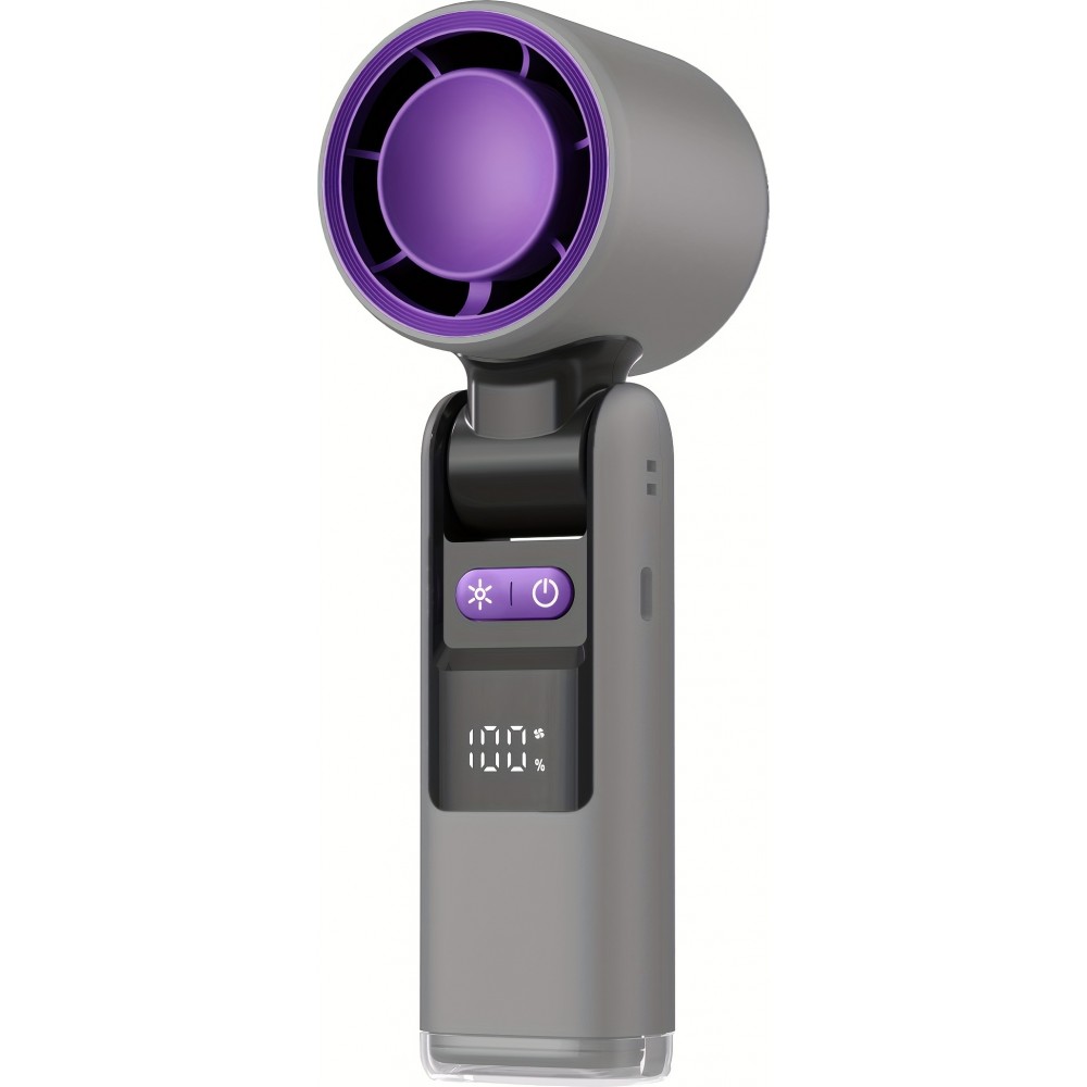 Ventilateur puissant à 4 vitesses portable rechargeable pliable avec batterie 4000mAh affichage digital - Violet