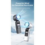 Ventilateur puissant à 4 vitesses portable rechargeable pliable avec batterie 4000mAh affichage digital - Violet