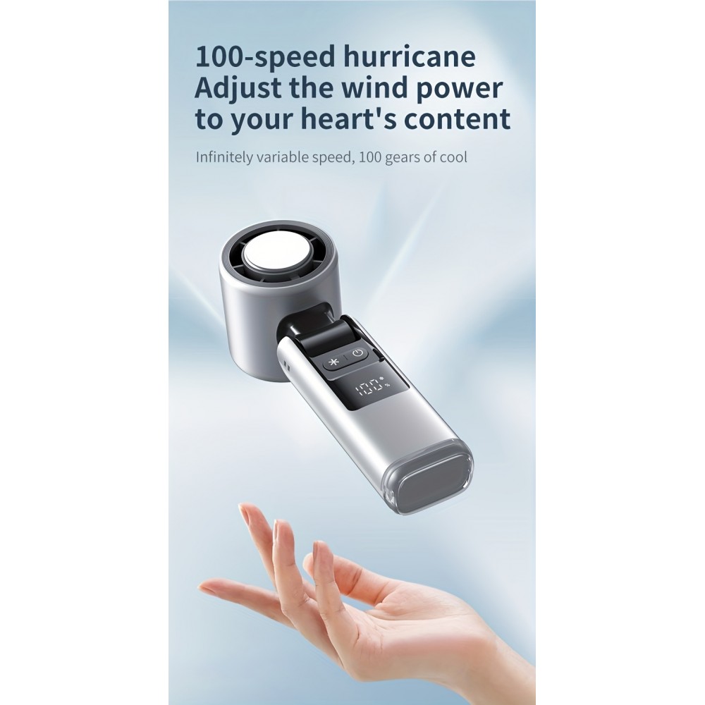 Ventilateur puissant à 4 vitesses portable rechargeable pliable avec batterie 4000mAh affichage digital - Violet