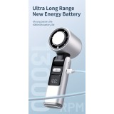 Ventilateur puissant à 4 vitesses portable rechargeable pliable avec batterie 4000mAh affichage digital - Violet