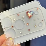 3D Luxus Kamera Schutzglas mit glitzerndem Diamant-Herz Regenbogen-Effekt - Rosa gold - iPhone 17 Pro Max