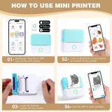 X6 Mini tragbarer Bluetooth Thermodrucker ohne Tinte mit Papier und Stickern - Rosa