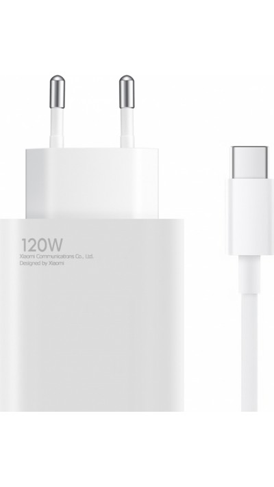Xiaomi 120W HyperCharge Combo (Typ-A) USB-A-Wandladegerät mit USB-C-Kabel und intelligenter Schutzfunktion - Weiss