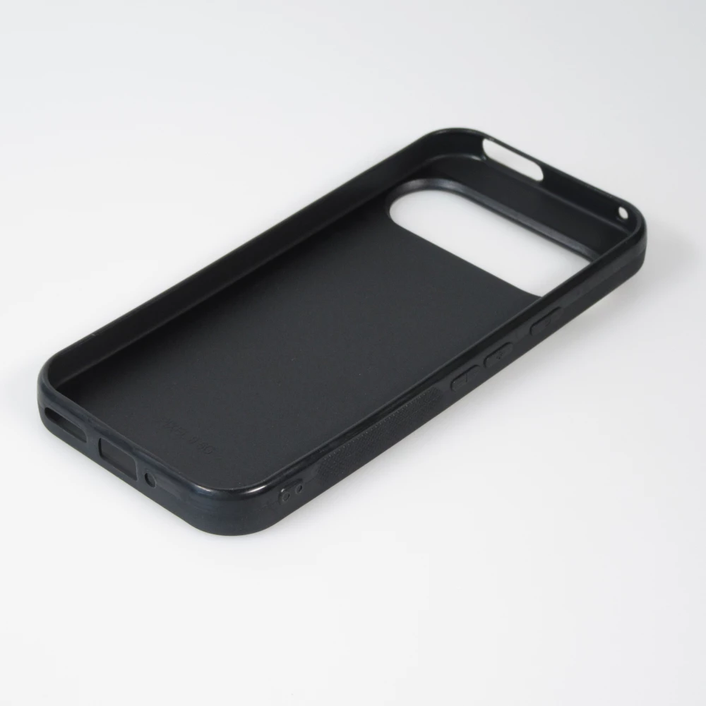 Google Pixel 9 / Pixel 9 Pro Case Hülle - Silikon schwarz Weisser Hintergrund, pinker Donut