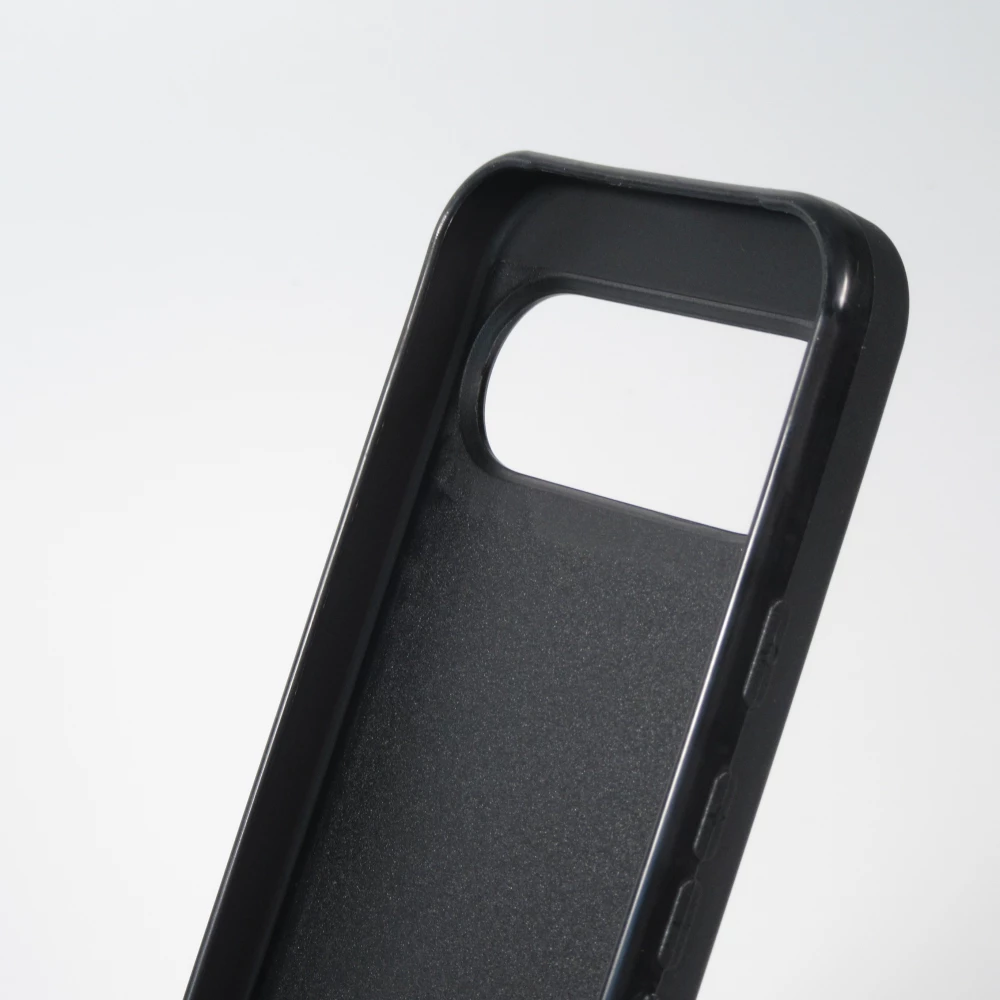 Google Pixel 9 / Pixel 9 Pro Case Hülle - Silikon schwarz Weisser Hintergrund, pinker Donut