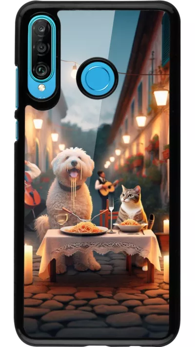 Coque Huawei P30 Lite - Valentine 2024 Dog & Cat Candlelight