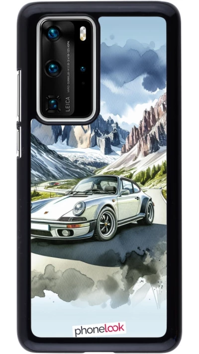 Huawei P40 Pro Case Hülle - Porsche 911 Berg Aquarell