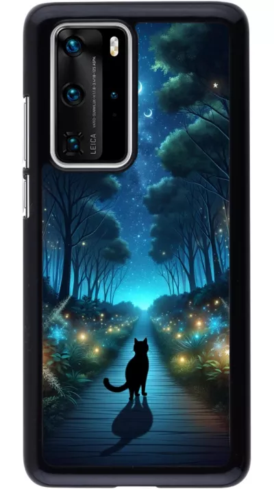 Huawei P40 Pro Case Hülle - Schwarze Katze Spaziergang