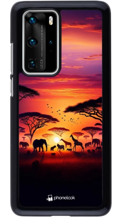 Huawei P40 Pro Case Hülle - Safari Sonnenuntergang Wildtiere