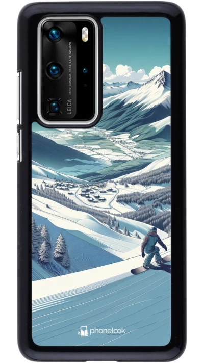Huawei P40 Pro Case Hülle - Snowboarder Berg