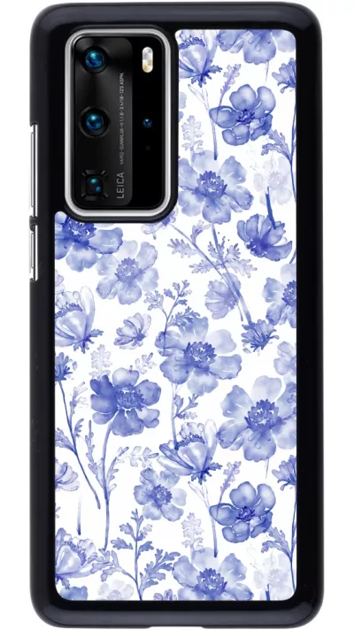 Huawei P40 Pro Case Hülle - Spring 23 watercolor blue flowers