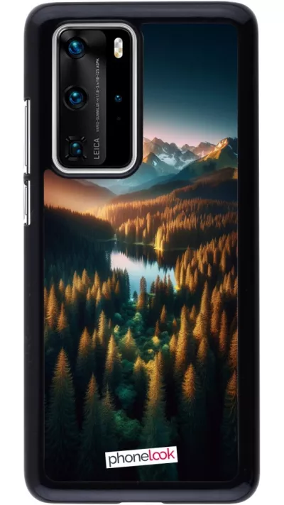 Huawei P40 Pro Case Hülle - Sonnenuntergang Waldsee