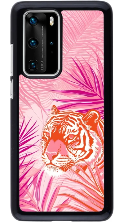 Huawei P40 Pro Case Hülle - Tiger Palmen rosa