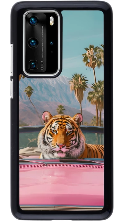Huawei P40 Pro Case Hülle - Tiger Auto rosa
