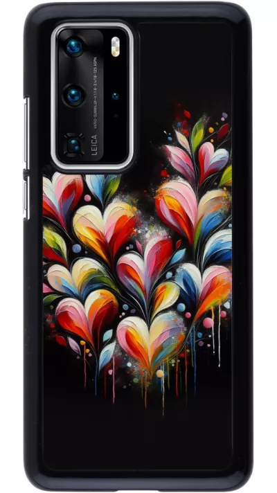 Huawei P40 Pro Case Hülle - Valentin 2024 Schwarzes Herz Abstrakt