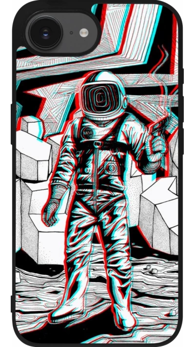 iPhone 16e Case Hülle - Silikon schwarz Anaglyph Astronaut