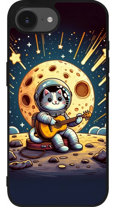 iPhone 16e Case Hülle - Silikon schwarz AstroKatze RockMond