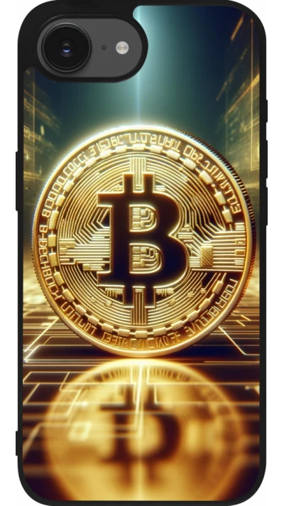 iPhone 16e Case Hülle - Silikon schwarz Bitcoin Stehen