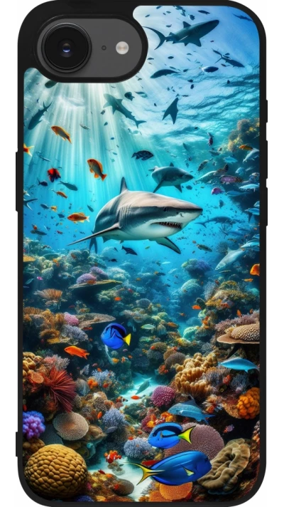 iPhone 16e Case Hülle - Silikon schwarz Bora Bora Meer und Wunder