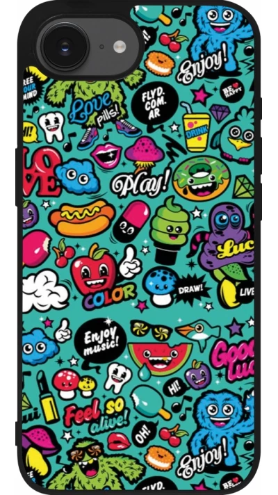 iPhone 16e Case Hülle - Silikon schwarz Cartoons old school