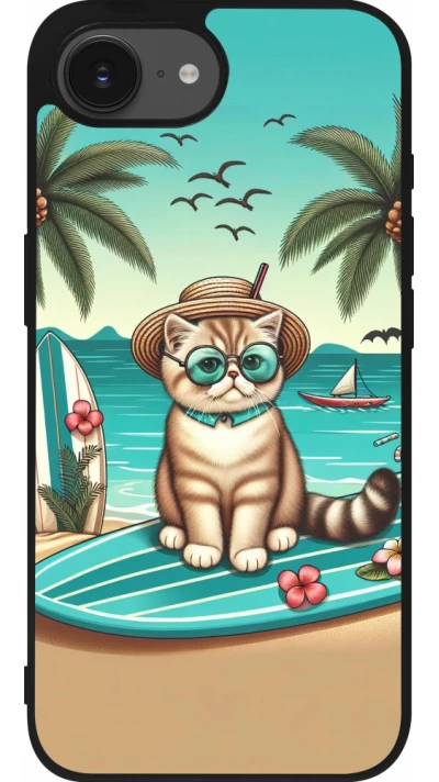 iPhone 16e Case Hülle - Silikon schwarz Chat Surf Stil