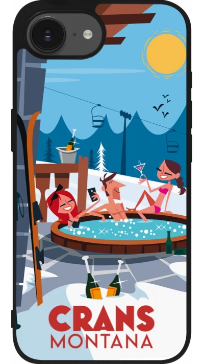 iPhone 16e Case Hülle - Silikon schwarz Crans-Montana Mountain Jacuzzi