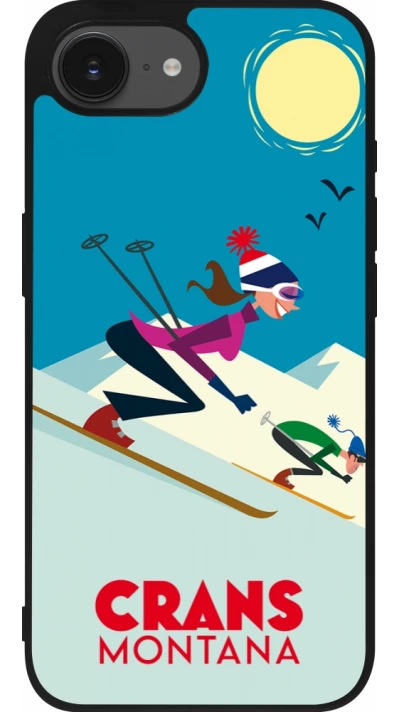 iPhone 16e Case Hülle - Silikon schwarz Crans-Montana Ski Downhill