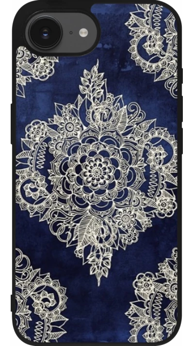 iPhone 16e Case Hülle - Silikon schwarz Cream Flower Moroccan