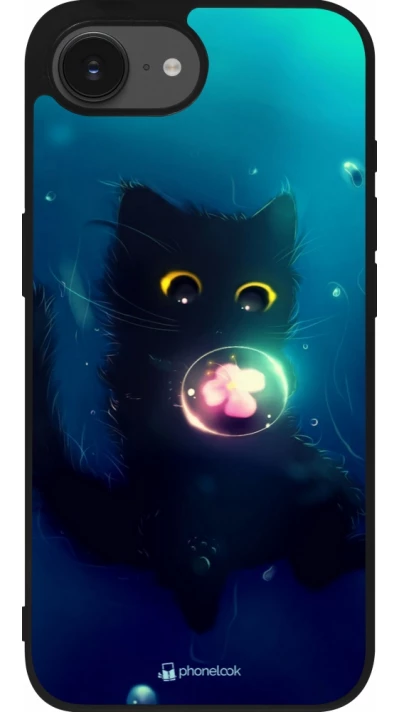 iPhone 16e Case Hülle - Silikon schwarz Cute Cat Bubble