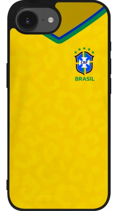 iPhone 16e Case Hülle - Silikon schwarz Brasilien 2022 personalisierbares Fußballtrikot
