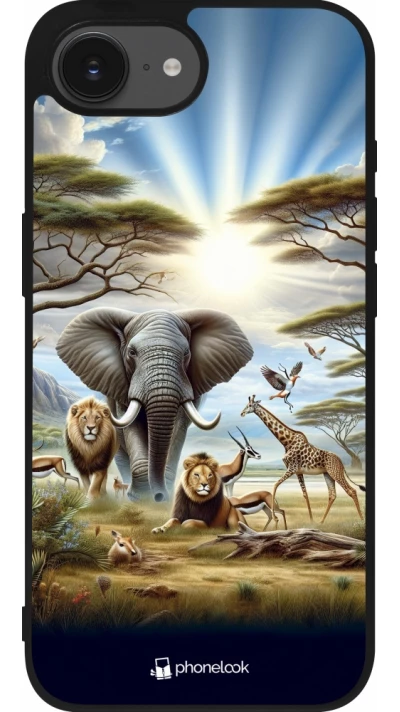 iPhone 16e Case Hülle - Silikon schwarz Afrikanisches Wildleben