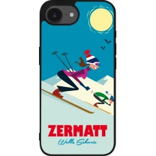 iPhone 16e Case Hülle - Silikon schwarz Zermatt Ski Downhill