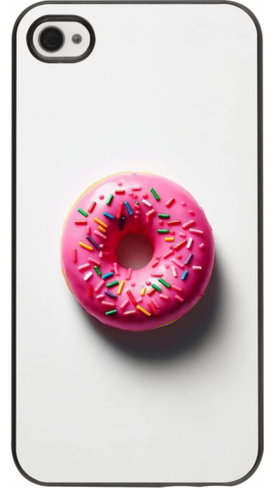 Coque iPhone 4/4s - Weißer Hintergrund, pinker Donut