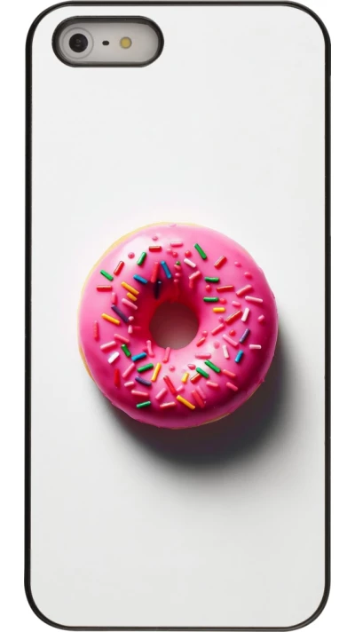 Coque iPhone 5/5s / SE (2016) - Weißer Hintergrund, pinker Donut