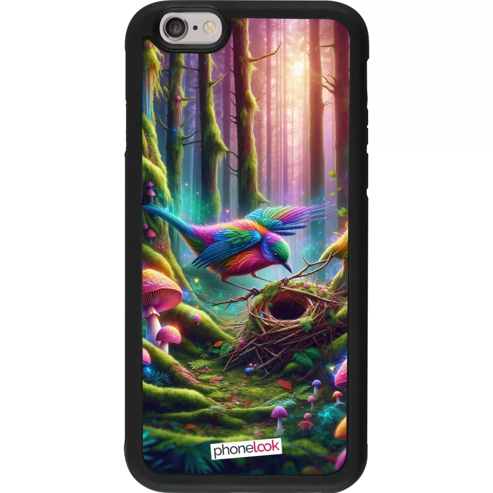 iPhone 6/6s Case Hülle - Silikon schwarz Vogel Nest Wald
