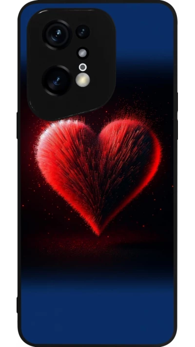 Coque OPPO Find X5 Pro - Silicone rigide noir Valentine 2025 coeur rouge